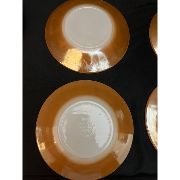 Set of 6 FireKing Peach Luster Oven Ware Saucers 6” Diameter - Picture 5 of 7